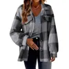 Mélanges de laine pour femmes hiver automne élégant bouton manteaux amples Plaid femmes à manches longues poche manteau style décontracté revers survêtement bureau dame S-XXL 231031