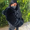 Women's Fur Faux Fur Biyaby Winter High Quality Faux Fur Coat Women Thicken Warm Cropped Furry Hooded Jacket Female Fashion Fake Fur Outerwear 231030