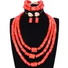 Chunky oryginalny zestaw biżuterii koralików koralowych na wesela nigeryjskie pomarańczowe lub czerwone afrykańskie kobiety Naszyjnik Bridal Jewellery315x