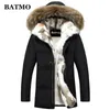 Masculino para baixo parkas batmo chegada inverno gola de pele de coelho 80 pato branco para baixo jaquetas com capuz masculino tamanho s 5xl 231031