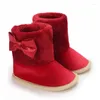 Botas infantis inverno quente neve arco decoração velo retalhos bebê meninas primeiros caminhantes antiderrapante moda criança sapatos