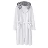 Homens sleepwear chapéu listrado mens luz cor sólida roupão de manga longa divisão comprimento médio casa roupas outono / inverno noite vestido