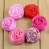 Hårtillbehör 200st/Lot 20Colors 3,5 cm Summer Dress 3d Floral Satin Roses Flowers For Woman Pannband Kidskläder DIY TH64