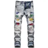 Dżinsowe dżinsy spodnie splicing dżinsowe spodnie Biker Wysoka jakość samca prosta projektant Casual Designer Wiele wielopasowawców Wygodne 231031