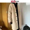 Męskie mieszanki wełny Lappster Men Korean Fashion Winter Jacket Coats wełniany płaszcz męski harajuku płaszcz męski Japońskie kurtki uliczne 231030