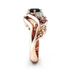 Обручальные кольца Huitan Witch Ring Уникальный черный камень с зубцами, дизайн ремешка, цвет розового золота, женский обручальный палец Wholesa281T