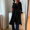 Damen Trenchcoats Vintage Mantel Frauen Herbst Casual Langarm Revers Windjacke Büro Damen Koreanische Mode Zweireihige Oberbekleidung