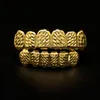 Bio Copper 18K Gold Plated Hip Hop Bling Jewelry Teeth Grillz Caps Top & Bottom Golden Grill Set Tooth Socket Hallowmas Party Prop338S