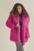 Womens Fur Faux Rose Red Solid Coat Women Long Sleevr Ear Hooded Winter Fashion Outerwear Fluffy Fake Coats Jackets 231030