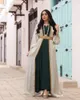 Ropa étnica Oriente Medio Mujeres musulmanas Robe Vestido de dos piezas Mangas largas Cardigan Dubai Árabe Abaya Vestidos con cinturón Imagen real