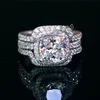 Victoria Wieck Cushion Cut 8mm Stone 5a Zircon Stone 10kt White Gold Filled Lovers 3-In-1 Engagement Wedding Ring Set SZ 5-11233D