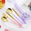 Dinnerware Sets Portable 304 Stainless Steel Cutlery Suit With Guitar Storage Box Chopstick Fork Spoon Knife Children Adult Travel Tableware