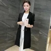 Women's Suits Blazers Spring Autumn Jackets For 2023 England Style Elegant Loose Casual Long Double Breasted Coat Clothing Female Tops