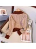 Women's Sweaters Women Cardigan Knitted Two-tone Sweater With Collar 90s Vintage Harajuku Korean Fashion Long Sleeve Top Clothes Autumn