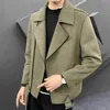 Men' Blends autumn winter men's fashion business self cultivation leather fleece tailored woolen coat men casual solid color jacket 231031