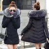 Women's Trench Coats Down Jacket Casual Cotton Winter Long Parkas Removable Fur Collar Hat And Gloves Warm Female Coat