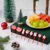 Forchette Cartoon Buon Natale Animale Forchetta da frutta Plastica di grado Mini Bambini Torta Stuzzicadenti Bento Pranzo Decorazione