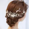 NPASON Urocze nowoczesne kwiatowe włosy winorośl Pearls Wedding Hair Hair Akcesoria Kobiety na bal maturkę W0104311h