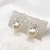 Pendientes colgantes ZHEN-D Joyería Hermosas cuentas redondas Perlas de concha Circonita cúbica Forma de estrella de mar Elegante Magnífico regalo para mujeres y niñas