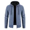 Mensjackor Män huva Cardigan Sticked Solid Sweaters With Hoods Winter Thicked Warm Casual Sweatercoat Jacket Clothing 231031