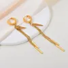 Boucles d'oreilles pendantes en acier inoxydable pour femmes, longue chaîne à pampilles avec pendentif de barre, cerceaux Huggie, bijoux d'oreille pour femmes