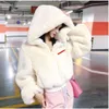 High Quality Womens Sweater Fur Faux Jackets Hooded Wool Woman Down Coats Sweater Jacket Warm Thick Windbreaker Lady Slim Coat Top Asian Size S-L