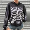 Dameshoodies Dames Herfst Mode Truien met lange mouwen High Street Skeleton Print Capuchon Casual Losse Dames Halloween Sweatshirt