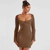 Abiti sexy urbani Moda autunnale da donna Backless Laceup Seethrough Hip Dress Party Club Outfit Vestidos