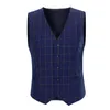 Men's Suits Plaid 3 Pieces Wedding Suit Notch Lapel Jacket Waistcoat Trousers