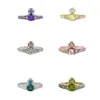 المصمم Vivian Viviene High Edition Empress Dowager Dowagers Multi Color Full Diamond Zircon Saturn Ring Female Vivian Light Luxury Prosesatile High