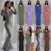 Plus Size 3XL Womens Dreses Woman Skims Suspenders Solid Color Bodycon Sexy Dress Casual Slim Sling Home Female Long Sleeve Fall Clothes