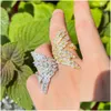 Ringar 2023 Handgjorda lyxsmycken 18K Vitt guldfyllning Marquise Cut Topaz Cz Diamond Gemstones Angle Wings Party Women Engagement Ban Dhhum