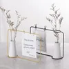 Decorative Objects Figurines Wrought Iron Vase P Postcard Ornaments Hydroponic Plant Holder Golden Glass Nordic Style Home Decoration 231030