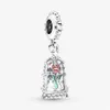 100% 925 Sterling Srebrny Zaczarowany Rose Dangle Charm Fit Fit European Charms Bransoletka Moda Weselna zaręczyny Jewelr278o