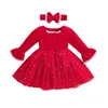 Girl Dresses Born Baby Girls Dress Christmas Outfits Lace Trim Sequins Stars Moon Layered Tulle Flare With Headband
