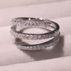 2019 New Arrivic Classical Jewelry Pure 100％925 Sterling Silver Pave White Sapphire CZ Diamond Women Wedding Bridal Ring for Love244s