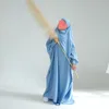 Vêtements ethniques Enfants Jilbab Satin Long Khimar À Capuchon Abaya Islamique Ramadan Eid Filles Musulmanes Robes De Prière Dubaï Turquie Robe Enfant