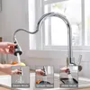 Kitchen Faucets Brushed Nickel Pull Out Spout Stream Sprayer Head Cold Taps Sink Water Tap Deck Mounted Mixer 231030