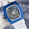 Montre homme de créateur RichrdsMilers Mouvement mécanique Tourbillon ew Richa rdMille rRM030 FQFra nc eLimit edediti on100ce ram icmater ialbluea ndwh ite couleur hol