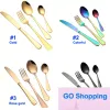 Qualität Edelstahl Gold Besteck Sets Löffel Gabel Messer Tee Löffel Geschirr Set Küche Bar Utensil Küche liefert