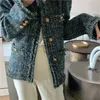 Abiti da donna Blazer Autunno Inverno Donna Allentato Retro Tweed Moderno Blu Blazer Cappotto Donna O-Collo Abito 231030