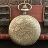 Pocket Watches Bronze Vintage Hollow Gear Quartz Watch Personlighet Steampunk Mens Women Fob Necklace Half