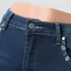 Kvinnors jeans Pocket Wing Flower Brodery Slim Ladies Streetwear Blue Denim Pants Korean kläder