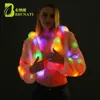 Fourrure pour femmes Fausse Fourrure De Noël Multicolore Vêtements De Scène À Capuche Femmes LED Lumineux Fausse Fourrure Manteau Lady Bar Danse Spectacle Discothèque Vêtements 231030