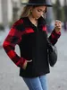 Women's Sweaters Long Sleeve Collar Stitching Plaid Sweate Flash Velvet Autumn Plush Women's Half Zipper Double Flannel Plaid Pullover Sweater 231031