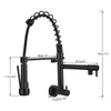 Kitchen Faucets Rozin Matte Black Pull Down Faucet Single Cold Water Dual Spouts Tap 4 Colors Wall Mounted ABS Nozzle Crane 231030