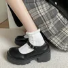 Dress Shoes Platform Heels Mary Jane Shoes Simple Lolita Shoes Black Platform Shoes Student College Sweet Medium Heel Women's Single Shoes 231030