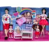 Dolls 5Pcs Lot Family Couple Pregnant Mom Doll Stroller Bed Accessories Baby Boy Ken Playset Kids Pretand Play Toys Girls Gifts 231030