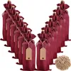 Storage Bags 12pc Rustic Jute Burlap Wine With Drawstrings Tags Bottle Covers Reusable Wrap Gift Package For Party