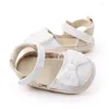 First Walkers Großhandel Born Baby Mädchen Sommerschuhe Rutschfeste Baumwolle Schleife Blumen Kleinkinder Infantil Sandalen 0-18M